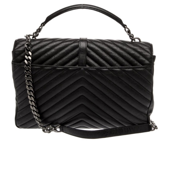 Yves Saint Laurent Large College Chevron Shoulder Bag, with Silver Hardware - Picture 5 of 16